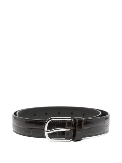 Totême Crocodile-embossed Leather Belt In Brown
