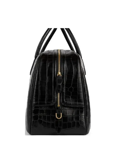 Totême Crocodile-embossed Travel Bag In Black