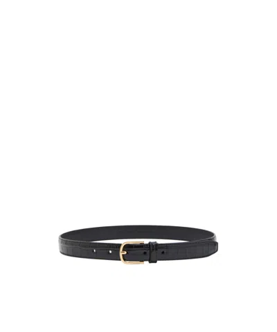 Totême Crocodile Pattern Leather Belt In Black