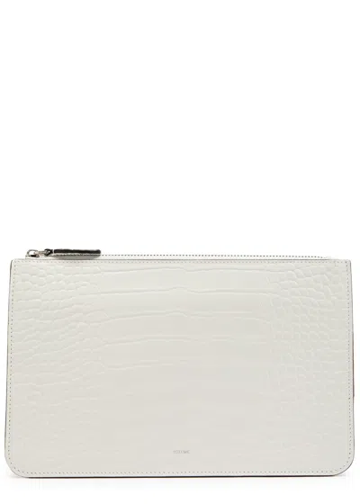 Totême Toteme Crocodile-embossed Leather Clutch In White