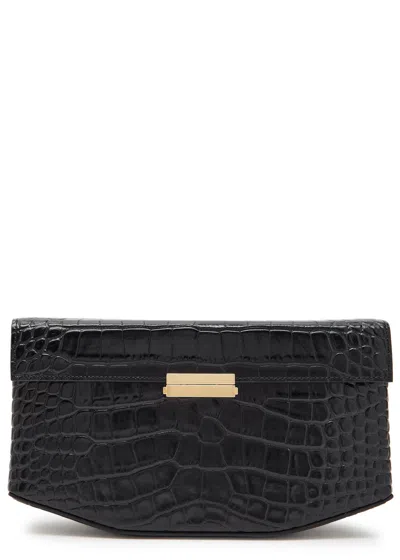 Totême Toteme Crocodile-embossed Leather Shoulder Bag In Black