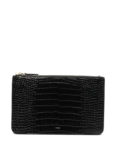 Totême Crocodile-embossed Threefold Clutch Bag In Animal Print