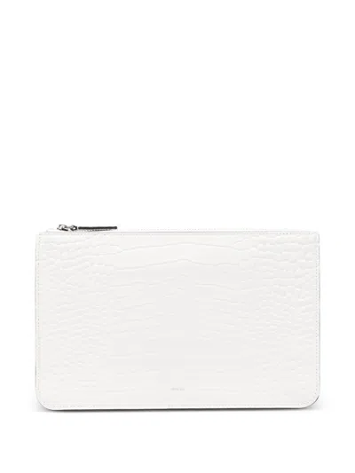 Totême Crocodile-embossed Threefold Clutch Bag In Neutral