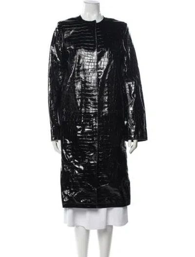 Pre-owned Totême Croco-embossed Coat Lambskin In Black