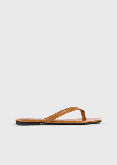 Totême Croco-embossed Flip Flops Tangerine In Brown