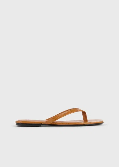 Totême Croco-embossed Flip Flops Tangerine In Orange