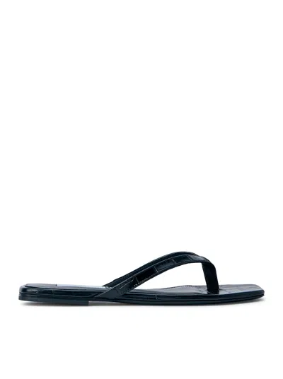 Totême Toteme Crocodileeffect Leather Flipflops In Green In Multi