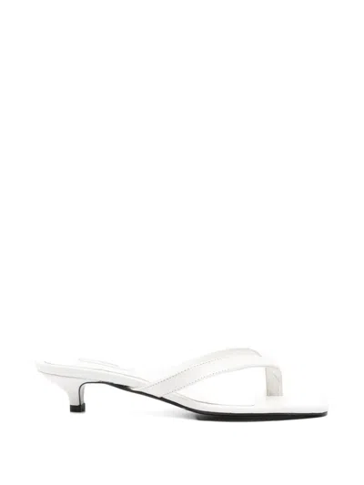 Totême Off-white Croco-embossed Leather Heeled Flip-flop Sandals