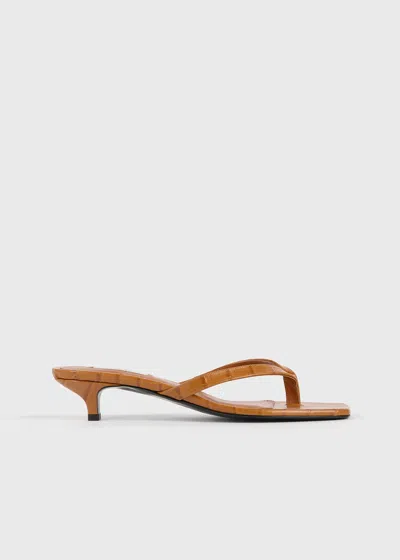 Totême Croco-embossed Heeled Flip Flops Tangerine In Brown