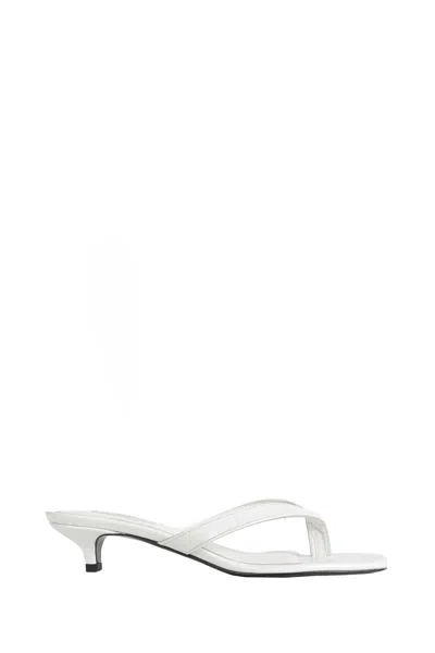 Totême Off-white Croco-embossed Leather Heeled Flip-flop Sandals