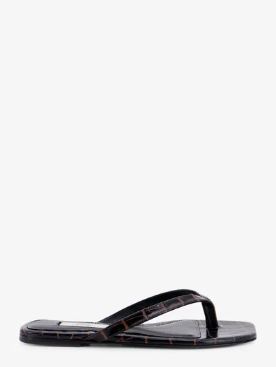 Totême Croco-embossed Leather Sandals In Brown