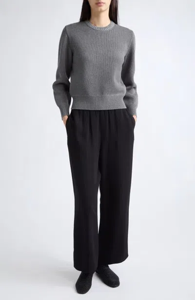 Totême Toteme Crop Wool & Cotton Crewneck Sweater In Gray