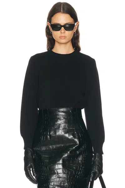Totême Cropped Cotton Knit Sweater In Black