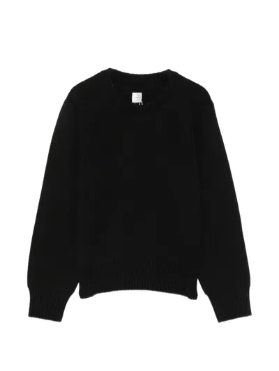 Totême Cropped Cotton Sweater In Black