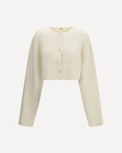 Totême Cropped Crewneck Cardigan With Button Fastening In White
