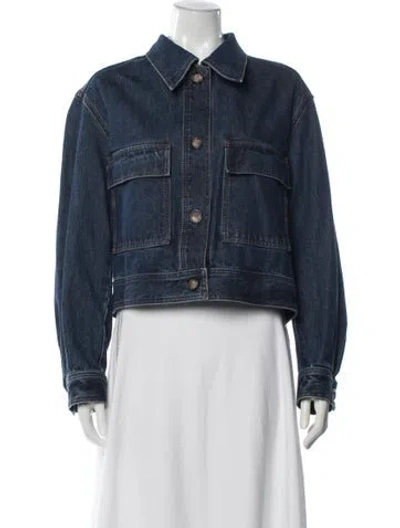 Pre-owned Totême Cropped Denim Jacket Denim Jacket In Blue