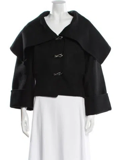 Pre-owned Totême Cropped Double Clasp Jacket Wool Jacket In Black