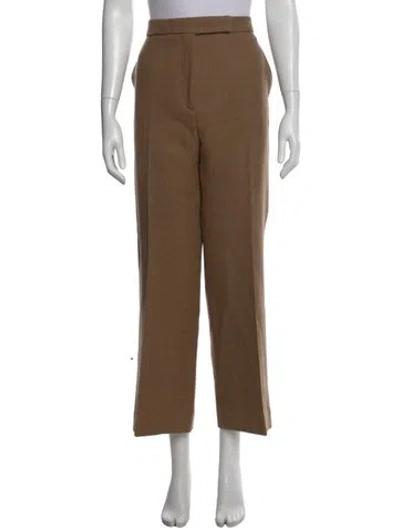 Pre-owned Totême Cropped Kick Wool Trousers Straight Leg Pants In Brown