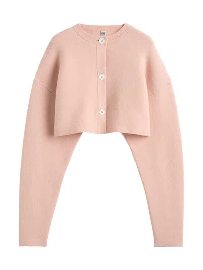 Totême Cropped Oversized Cardigan In Pink