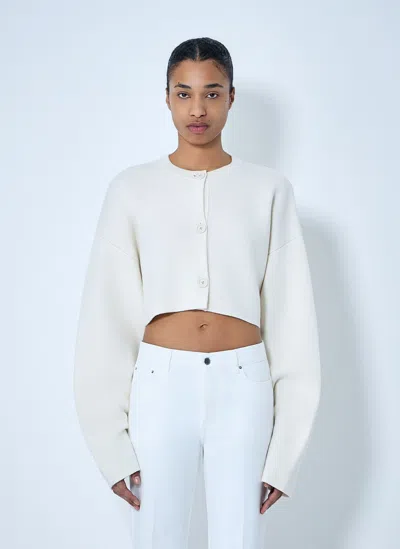 Totême Cropped Oversized Cardigan In White