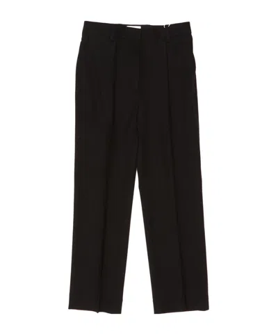 Totême Cropped Pleated Trousers In Black