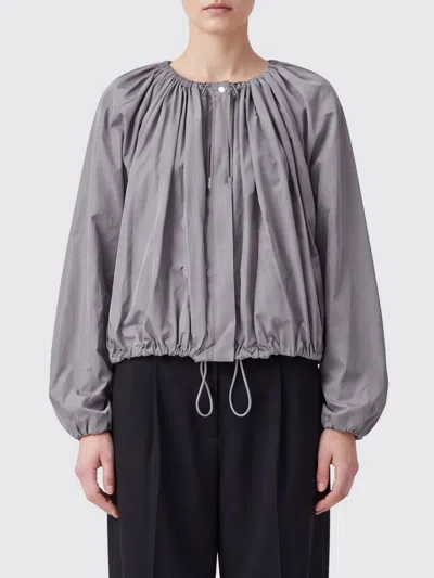 Totême Toteme Cropped Relaxed Fit Jacket In Recycled Polyester With Drawstring Hem In Gray