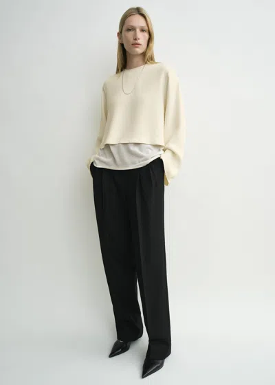 Totême Cropped Sablé Blouse Macadamia Petite In Brown