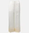 Totême Wide-leg Satin Trousers With Drawstring In White
