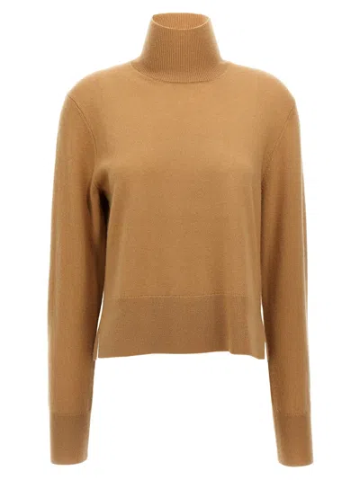 Totême 'high Neckline' Cropped Turtleneck Sweater In Brown