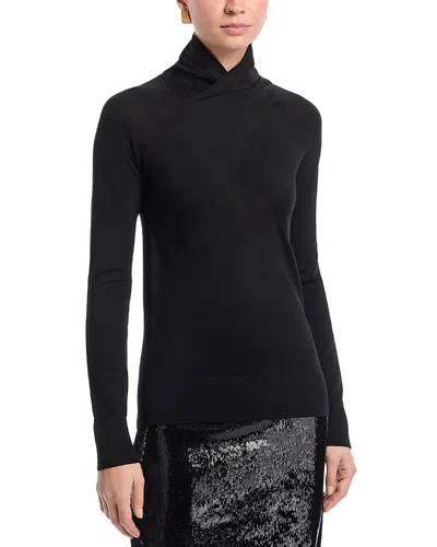 Totême Crossover Merino Knit Sweater In Black