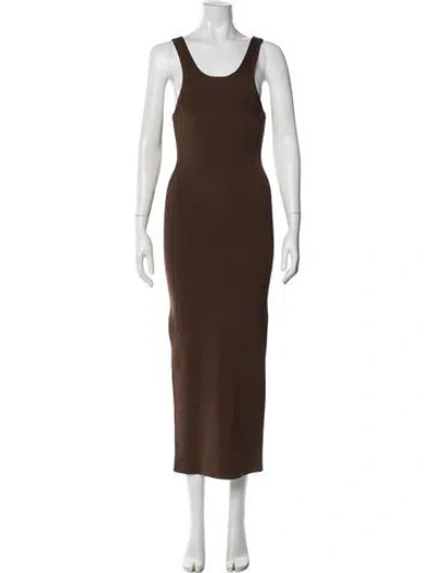 Pre-owned Totême Curved Compact Knit Dress Long Dress In Brown