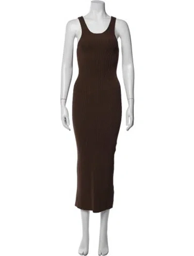 Pre-owned Totême Curved Compact Knit Dress Long Dress In Brown