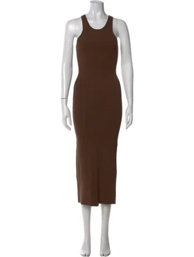 Pre-owned Totême Curved Compact Knit Dress Midi Length Dress In Brown