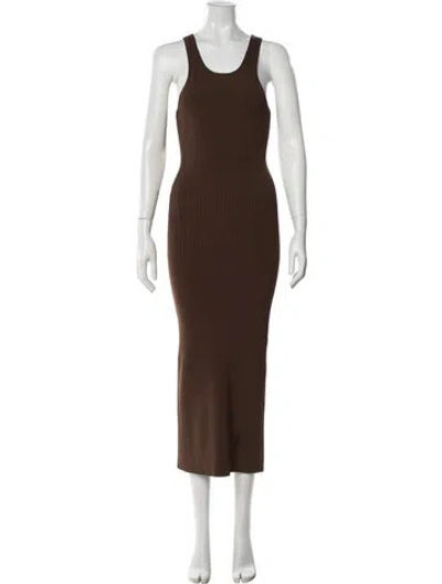 Pre-owned Totême Curved Compact Knit Dress Midi Length Dress In Brown