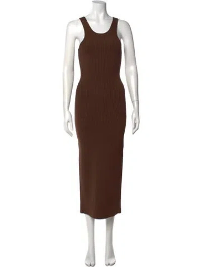 Pre-owned Totême Curved Compact Knit Dress Midi Length Dress In Brown