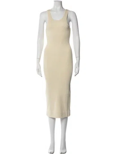 Pre-owned Totême Curved Compact Knit Dress Midi Length Dress In Neutral