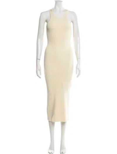 Pre-owned Totême Curved Compact Knit Dress Midi Length Dress In Neutral