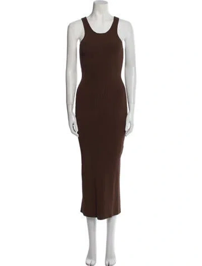 Pre-owned Totême Curved Compact Knit Long Dress In Brown