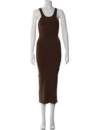 Pre-owned Totême Curved Compact Knit Long Dress In Brown