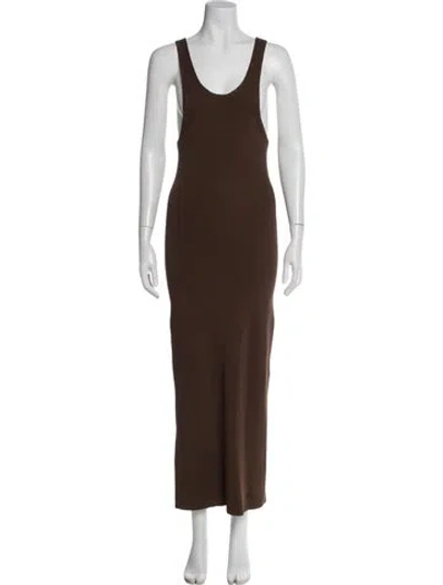 Pre-owned Totême Curved Compact Knit Long Dress In Brown