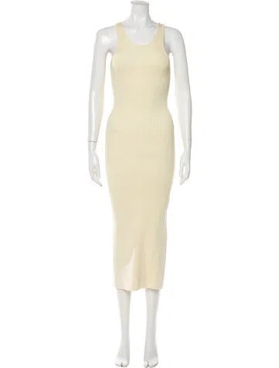 Pre-owned Totême Curved Compact Knit Midi Length Dress In Neutral