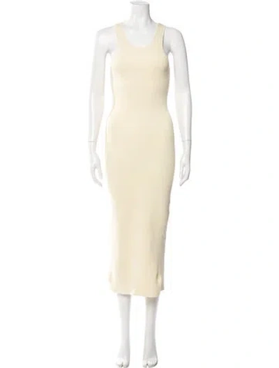 Pre-owned Totême Curved Compact Knit Midi Length Dress W/ Tags In Neutral