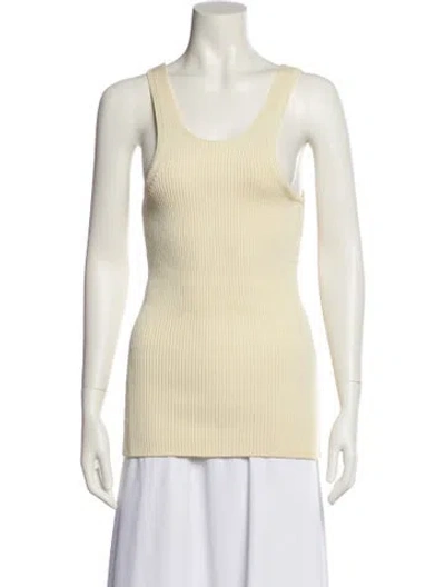 Pre-owned Totême Curved Compact Knit Tank Scoop Neck Top In Neutral