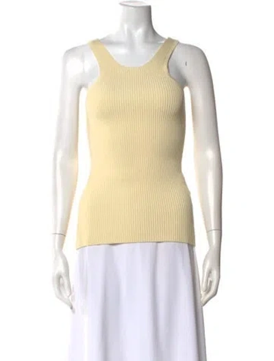 Pre-owned Totême Curved Compact Knit Tank Scoop Neck Top W/ Tags In Neutral