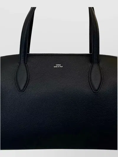Totême Curved Leather Shopper Featuring Protective Base In Black