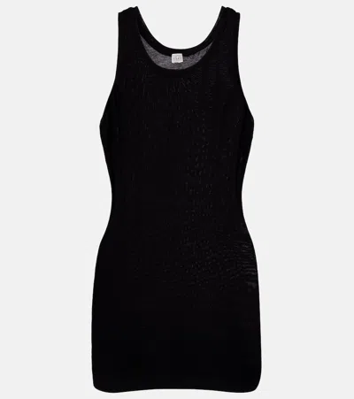 Totême Curved Ribbed-knit Tank Top In Black