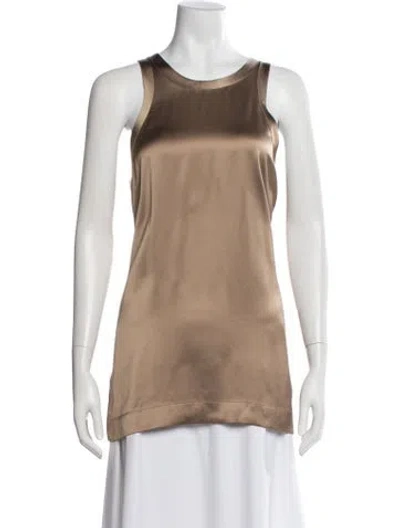 Pre-owned Totême Curved Satin Tank Crew Neck Top In Neutral