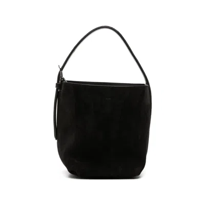 Totême Dark Brown Belted Small Tote In Black