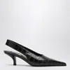 Totême Toteme Classic Croc-embossed Leather Slingback Pump In Black