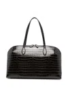 Totême Day Croc Embossed Leather Tote Bag In Brown